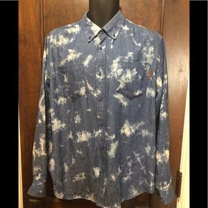 Uniformed Men Sz Large Button Down Tie Dye Shirt